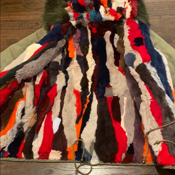 REVERSIBLE RAINBOW FUR HOODED COAT SZ s/xs - Picture 2 of 8